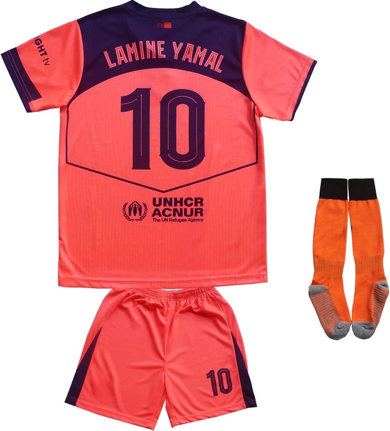 LeenBD Barca #10 Yamal 25/26 Third Kids Soccer Jersey Shirts Football Futbol Socks Set Youth Sizes - Image 1